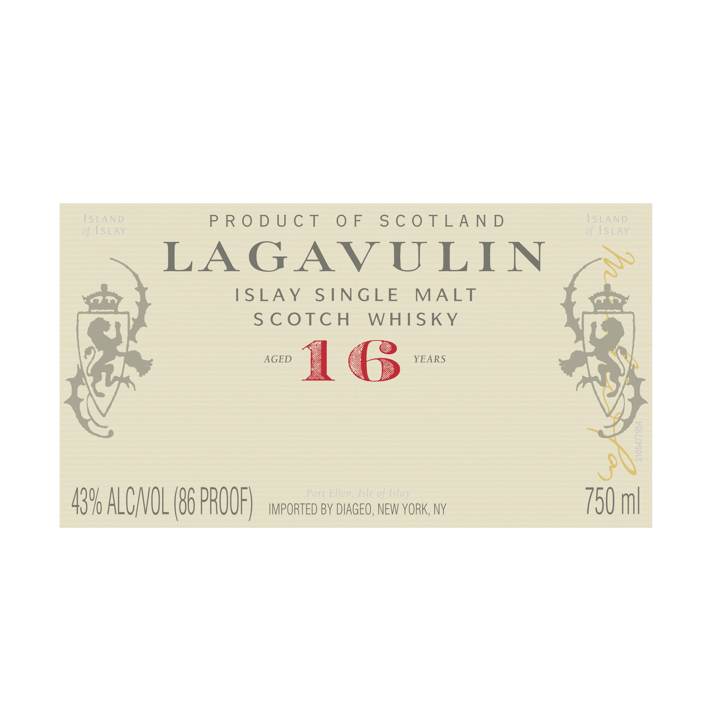 LAGAVULIN ISLAY SINGLE MALT SCOTCH WHISKY LABEL